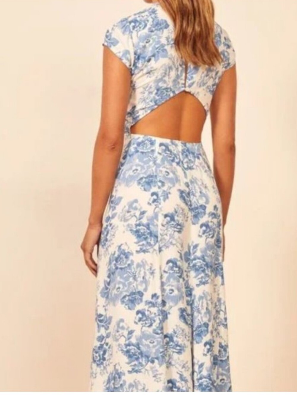Reformation Gavin Blue Floral Midi Dress